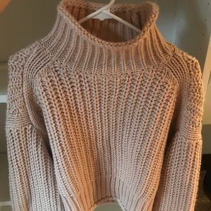 Chunky high neck balloon sleeve sweater